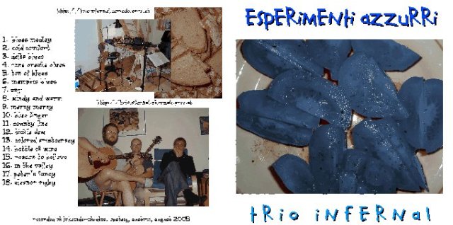 new trio infernal cd: "esperimenti azzurri"; chrisu, klemi & me (cover design by chrisu jähnl 2005)